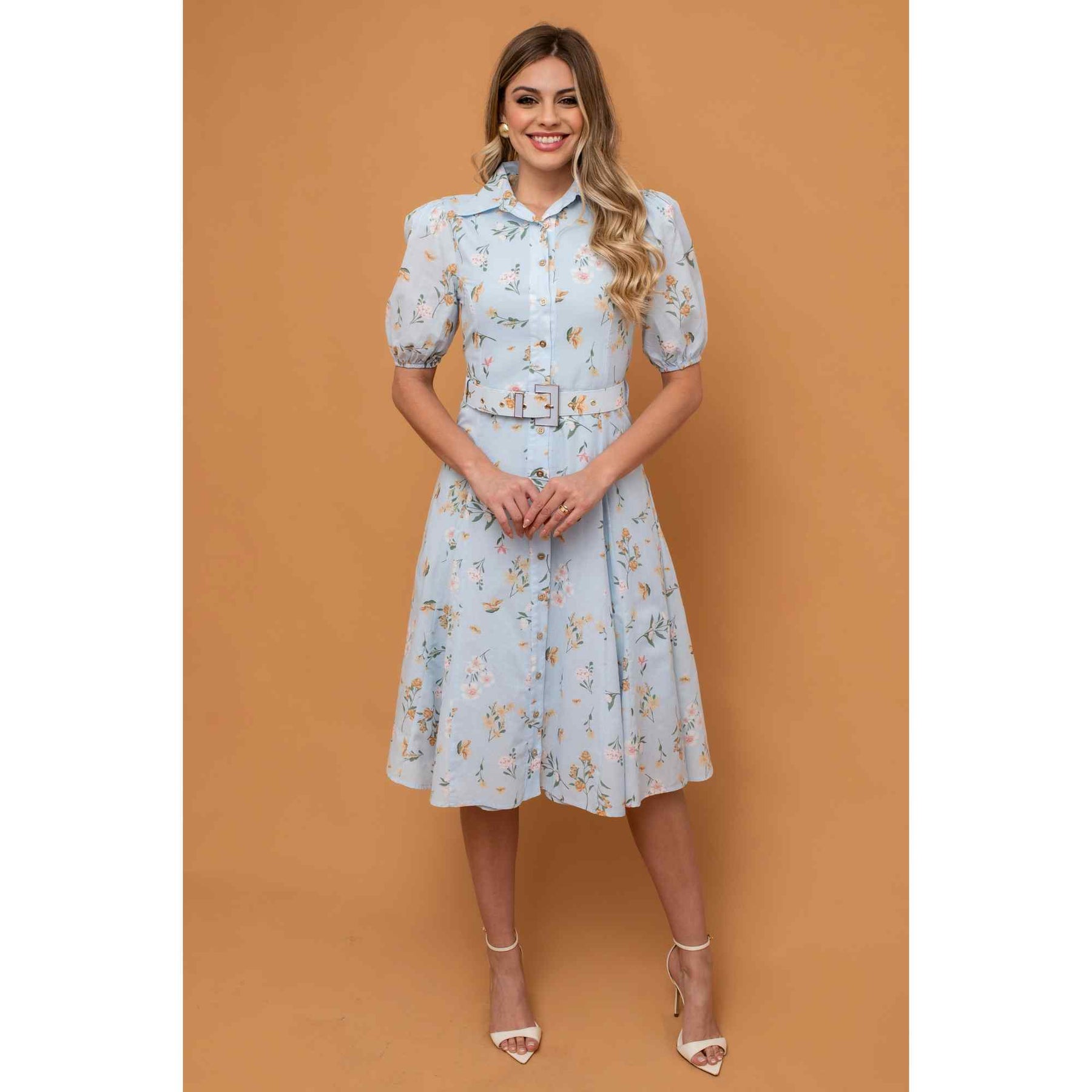 Vestido Florença | fibra natural mídi liberty
