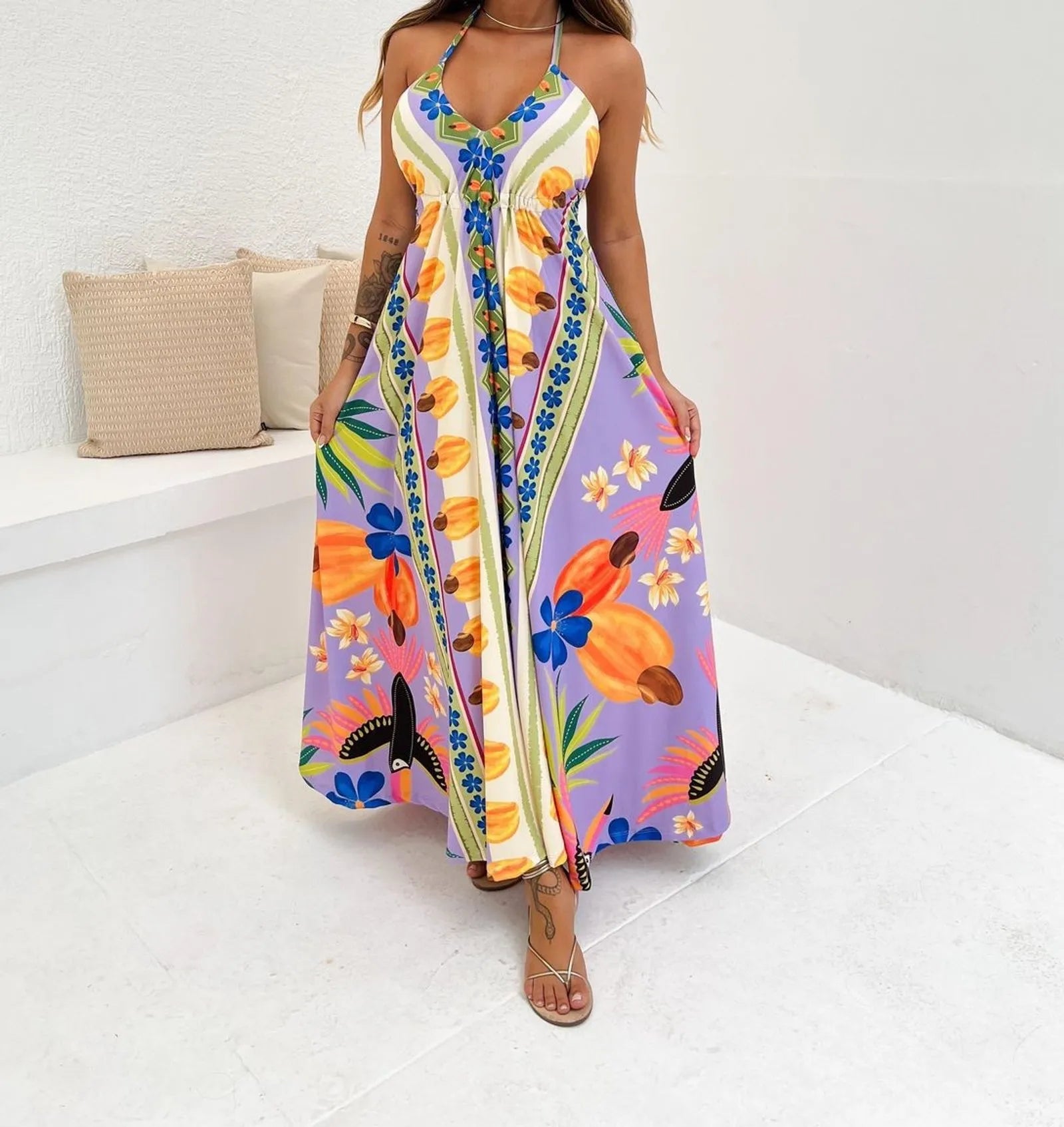 Vestido Indiano Maju Estampa lilás