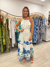 Vestido Lara Branco com Azul