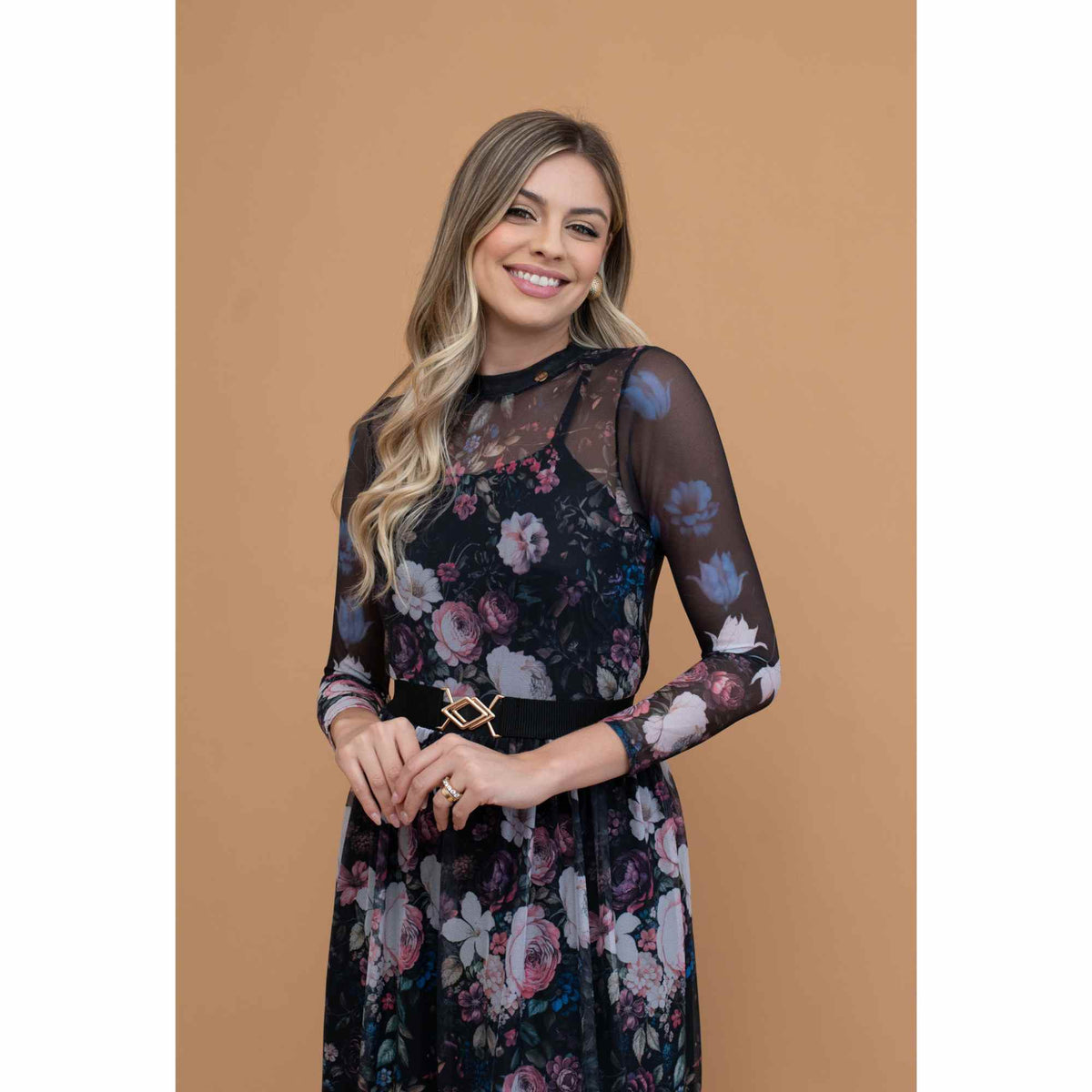Conjunto July | Blusa tule + Saia tule mídi Preto
