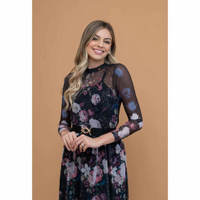 Conjunto July | Blusa tule + Saia tule mídi Preto
