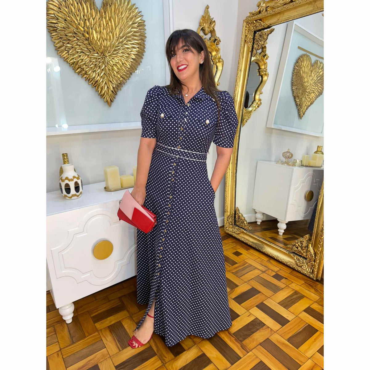 Vestido Antonietta | Chemise Poá fibra natural