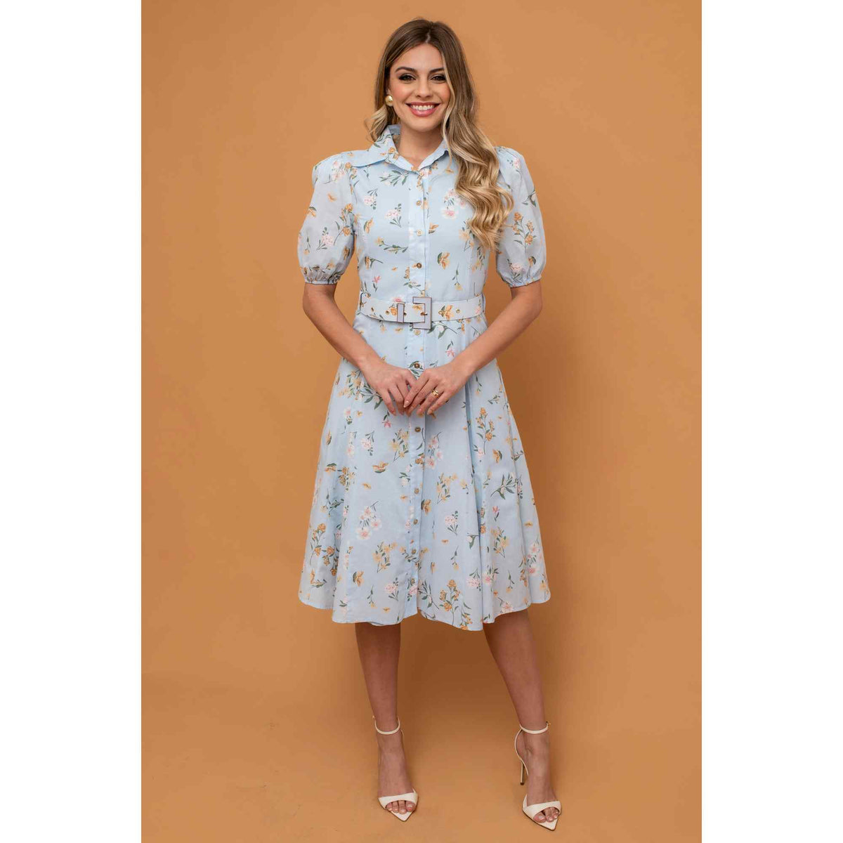 Vestido Florença | fibra natural mídi liberty