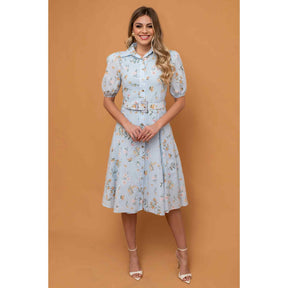 Vestido Florença | fibra natural mídi liberty