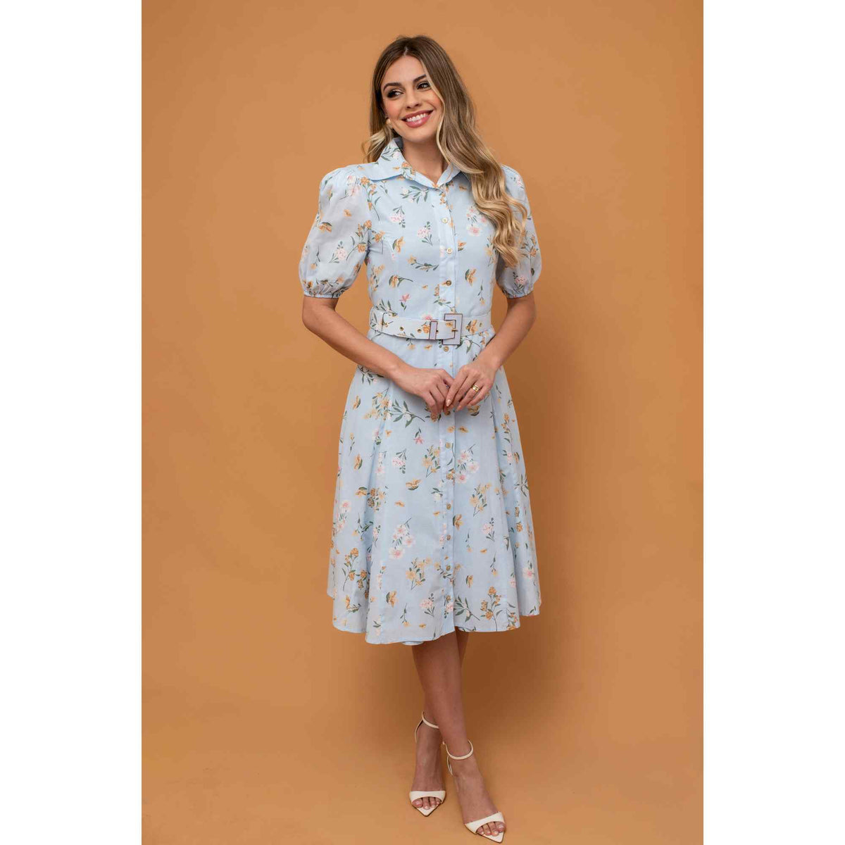 Vestido Florença | fibra natural mídi liberty
