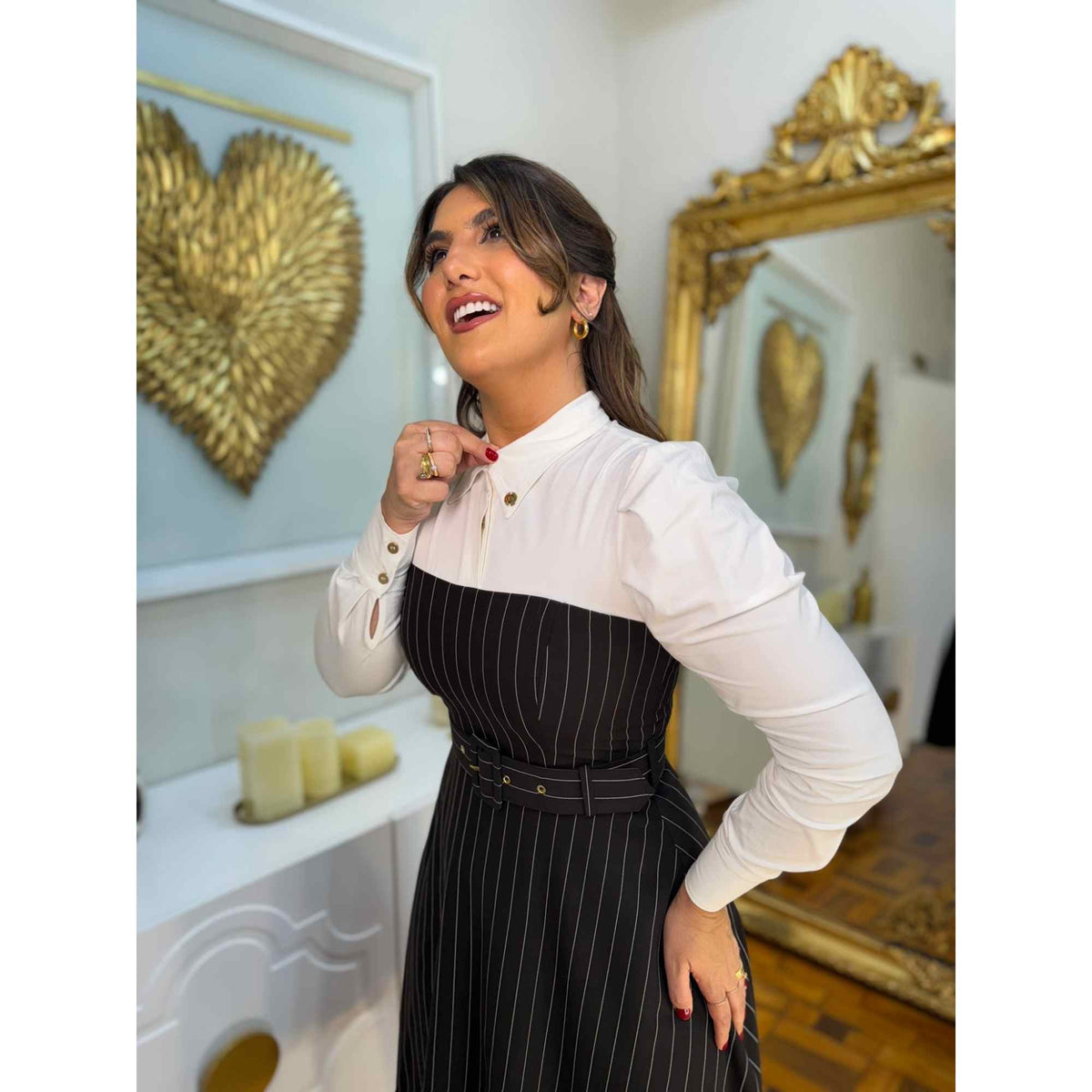 Vestido Francine | Alfaiataria Risca de Giz Midi Preto