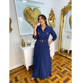 Vestido Helena | Chemise Fibra natural Azul marinho