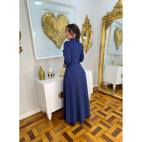 Vestido Helena | Chemise Fibra natural Azul marinho