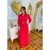 Vestido Helena | Chemise Fibra natural Vermelha