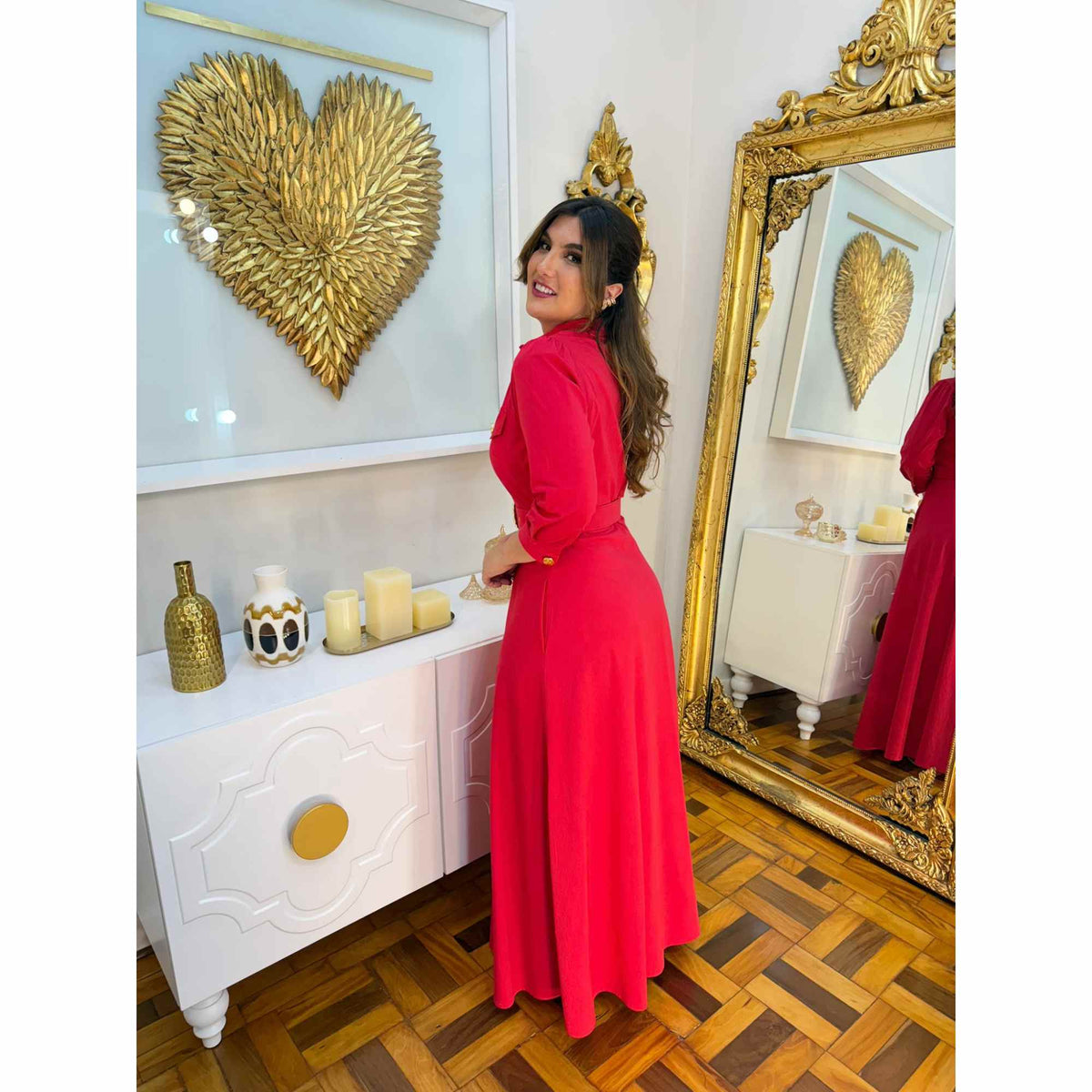 Vestido Helena | Chemise Fibra natural Vermelha