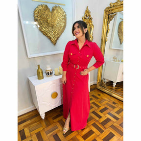 Vestido Helena | Chemise Fibra natural Vermelha