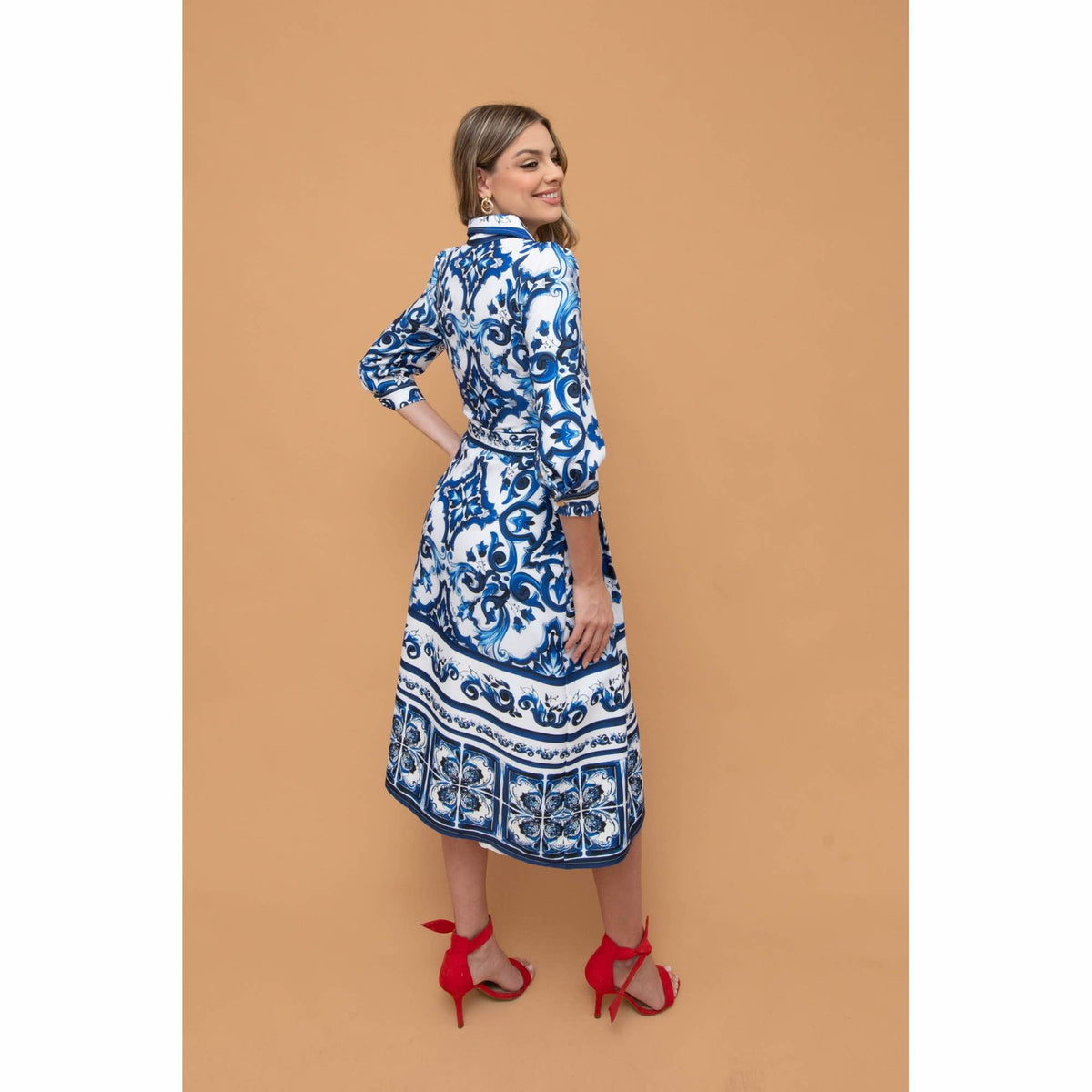 Vestido Sicília | crepe prime midi azul