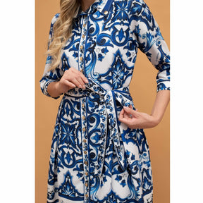 Vestido Sicília | crepe prime midi azul