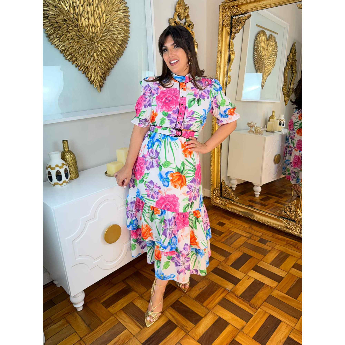 Vestido Tânia | Nova edição - floral supermidi crepe premium