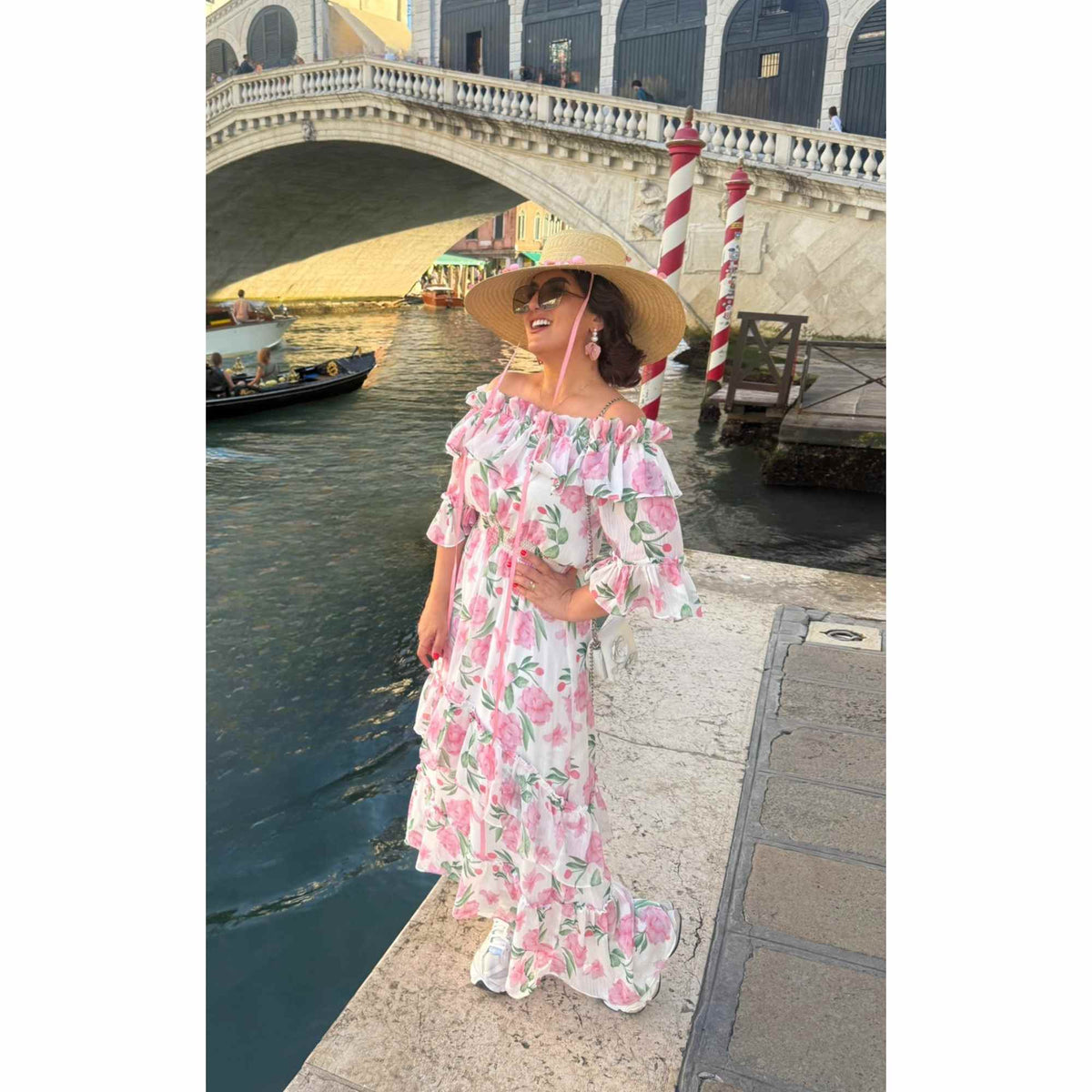 Vestido Veneza | chiffon floral supermidi